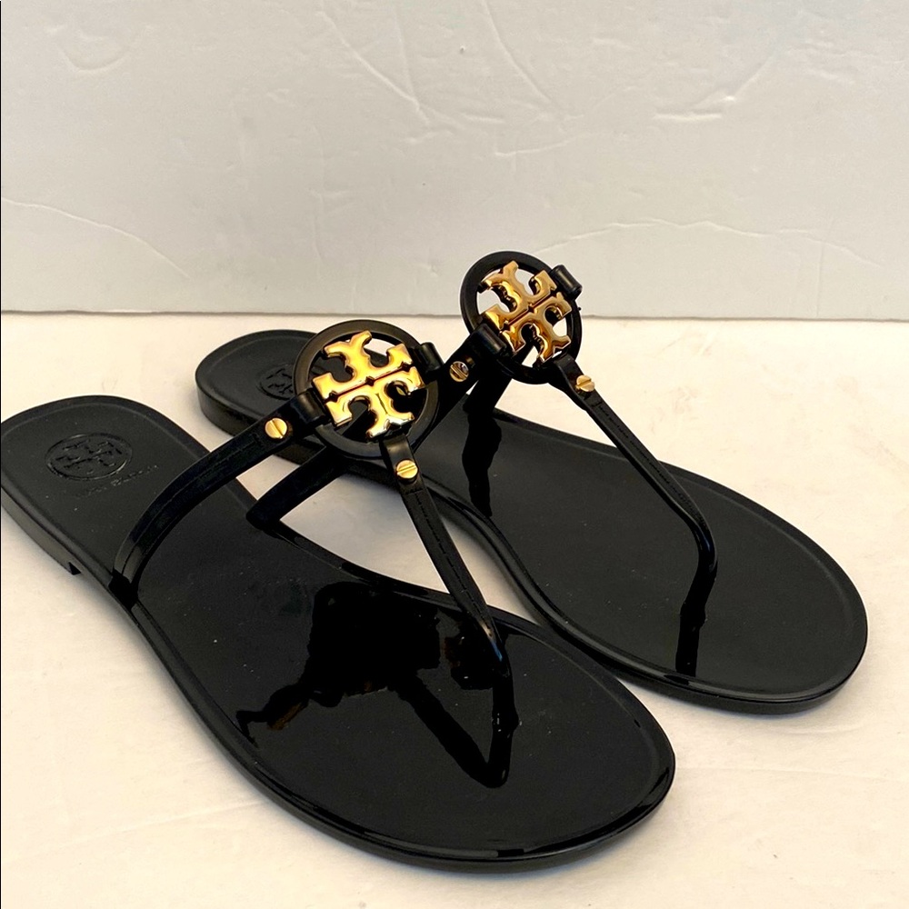 Tory Burch Black and Gold Sandals